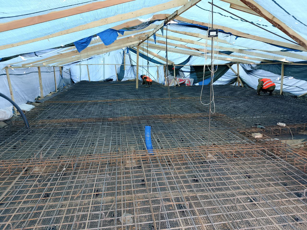 Армирование фундамента зимой